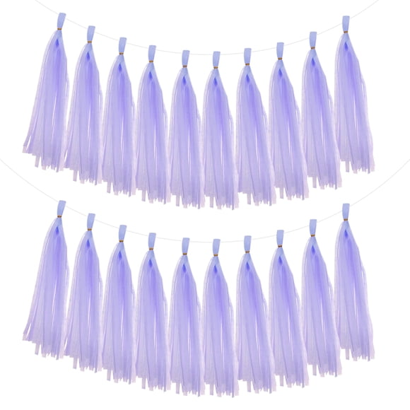 Uxcell 20 Pcs Guirlande à Franges Violet Clair 14.6 x 9.4 Pouces Bannière en Papier de Soie
