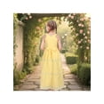 thumbnail image 5 of Sunny Fashion Girls Dress Retro Yellow Maxi Lace Beach Halter Strap Formal Celebrations Special 10 Years, 5 of 7