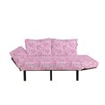 thumbnail image 2 of Pink Futon Couch, Hand-Drawn Flowers Dots Curly Leaves with Butterflies Romantic Love Design, Daybed with Metal Frame Upholstered Sofa for Living Dorm, Loveseat, Pink and Pale Pink, by Ambesonne, 2 of 4