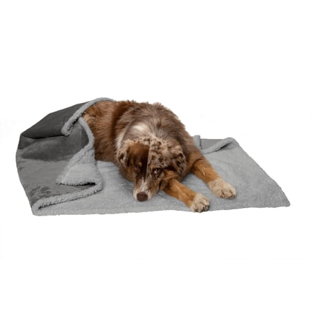 FurHaven Snuggly & Warm Soft-Edge Warming Waterproof Pet Throw Blanket - Silver Gray Large