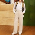 thumbnail image 5 of JAJAHO Wide Leg Pants Girls School Uniforms Pants Back To School Clothes High Waisted Stretchy Loose Fit Trousers 5-16Y, 5 of 5