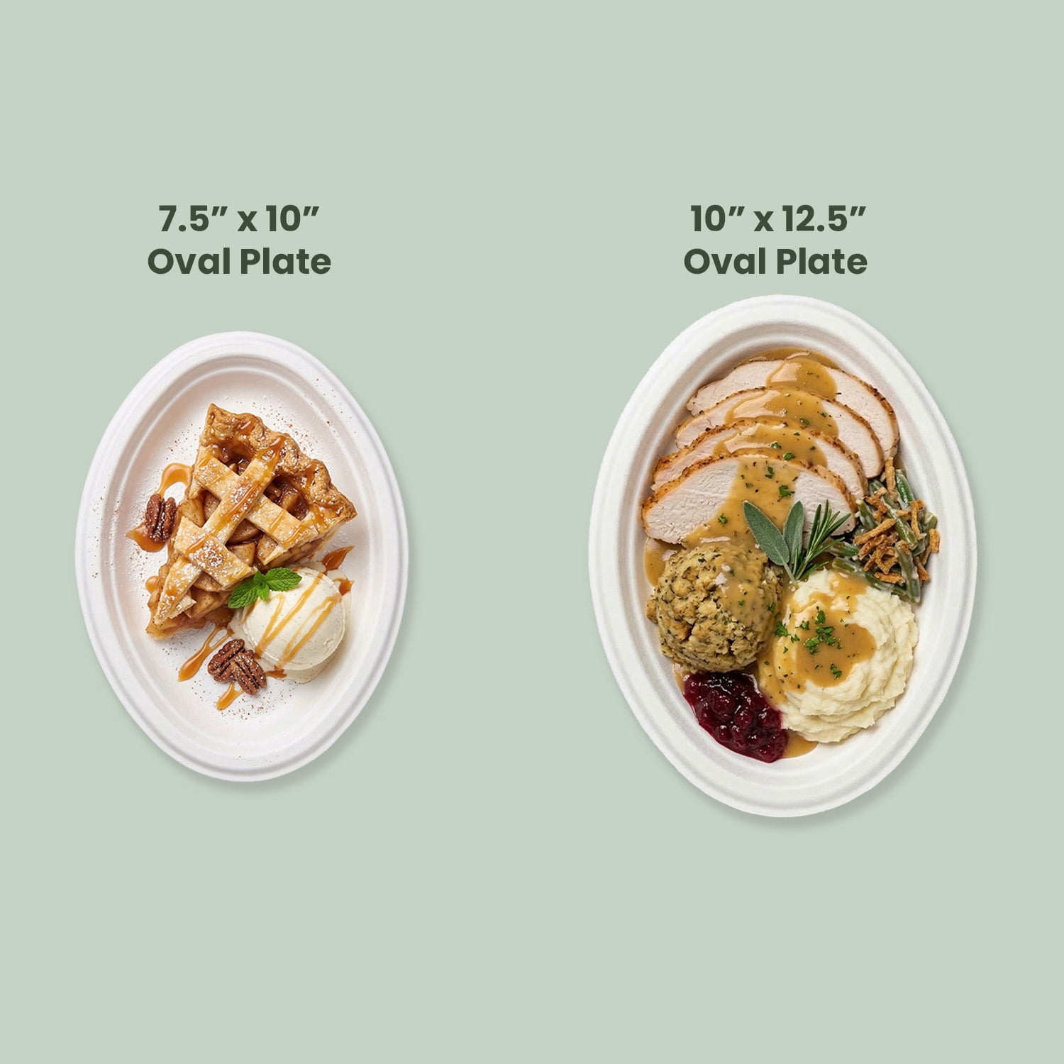 FPN Disposable Oval Plates, Small, 125-Pack, Compostable, Microwave-Freezer Safe for Parties & Events