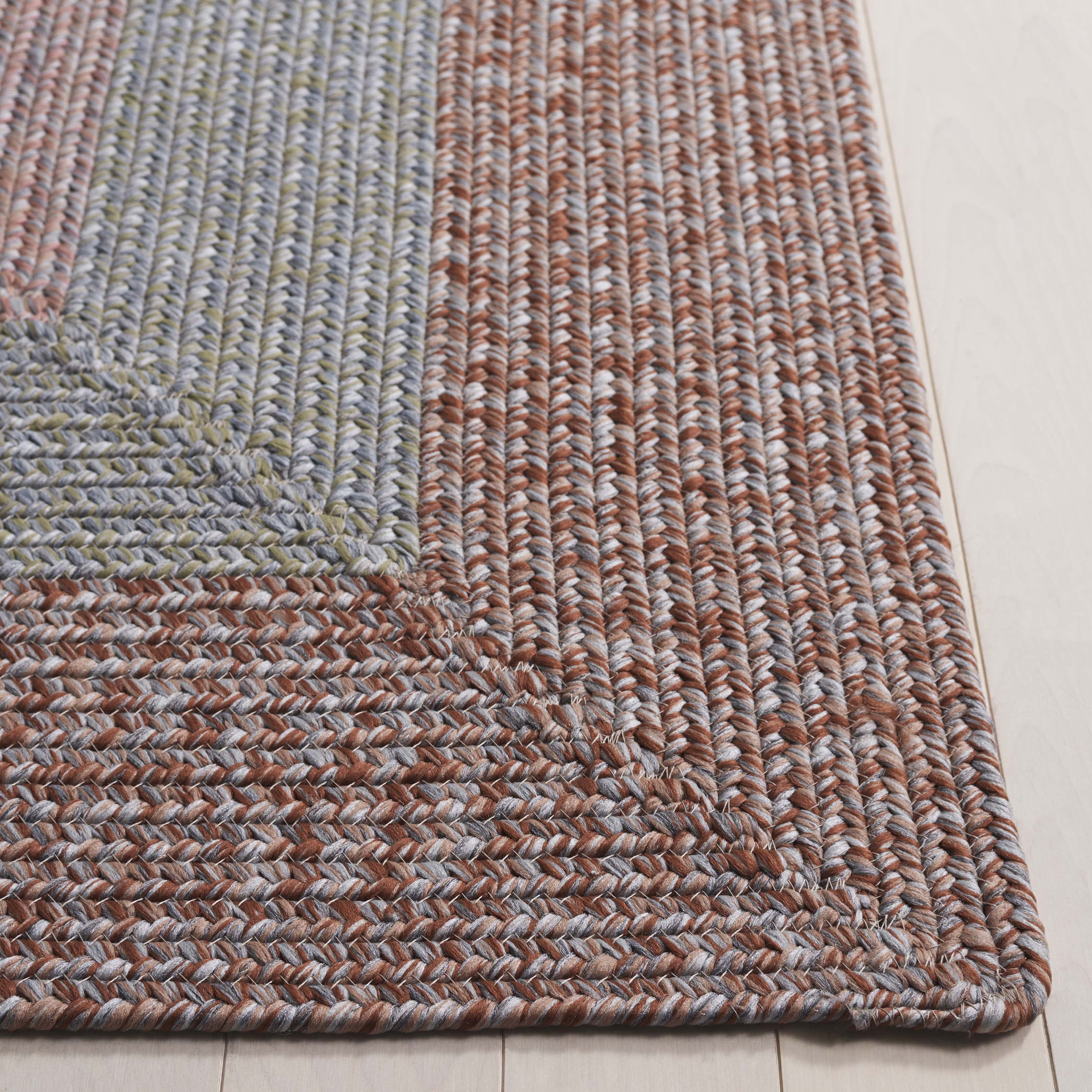 SAFAVIEH Braided Kent Geometric Machine Washable Reversible Area Rug, Brown/Gray Pink, 2' x 4' Half Moon