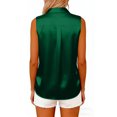 thumbnail image 3 of Womens Silk Satin Sleeveless Button Down Shirts Blouses Solid Casual Loose V Neck Classic Tank Tops for Work Office Green S, 3 of 4