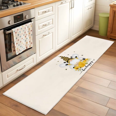 2 x6 Rug Runners for Hallways Kitchen Bees Gnomes Non Slip Entryway Beside Floor Carpet Runner Spring Floral Farmhouse Daisy Washable Laundry Room Bedroom Throw Rugs Mat for Family Pet