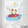 thumbnail image 1 of Sports Tapestry, Little Friends Siblings Riding a Kayak Together in Sunny Day Summer Sea Cartoon, Fabric Wall Hanging Decor for Bedroom Living Room Dorm, 5 Sizes, Multicolor, by Ambesonne, 1 of 1