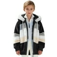 thumbnail image 4 of UQJfacai Girls Winter Fuzzy Fleece Jacket Kids Casual Hooded Color Block Patchwork Cardigan Coats Outerwear with Pockets 5-14 Years, 4 of 7