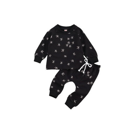 

Bmnmsl Baby Set White Star Print Cotton Pullover Top Drawstring Pants
