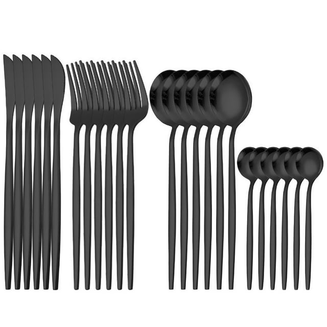 Stainless Steel Table,Spoons and Forks Set Stainless Steel Knife Fork and Spoon Set Western Steak Knife and Cutlery 24 Piece Set Stainless Steel Knife Fork and Spoon with Storage Case