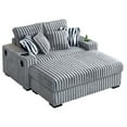 thumbnail image 2 of Oversized Chaise Lounge Loveseat with Movable Ottoman, 61.42" Corduroy Upholstered Sectional Sofa Cloud Couch w/Cup Holders, Built-in Speaker,Wireless Charger & USB Ports for Living Room ﻿, 2 of 16
