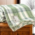 thumbnail image 2 of Tahoe Heavyweight Oversized Washable French Wool Plaid Twin Blanket, Olive, 2 of 9