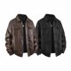 thumbnail image 4 of Ceisia Men's fashion casual solid color faux leather lapel zipper Gift coat pocket long sleeve outerwear, 4 of 7