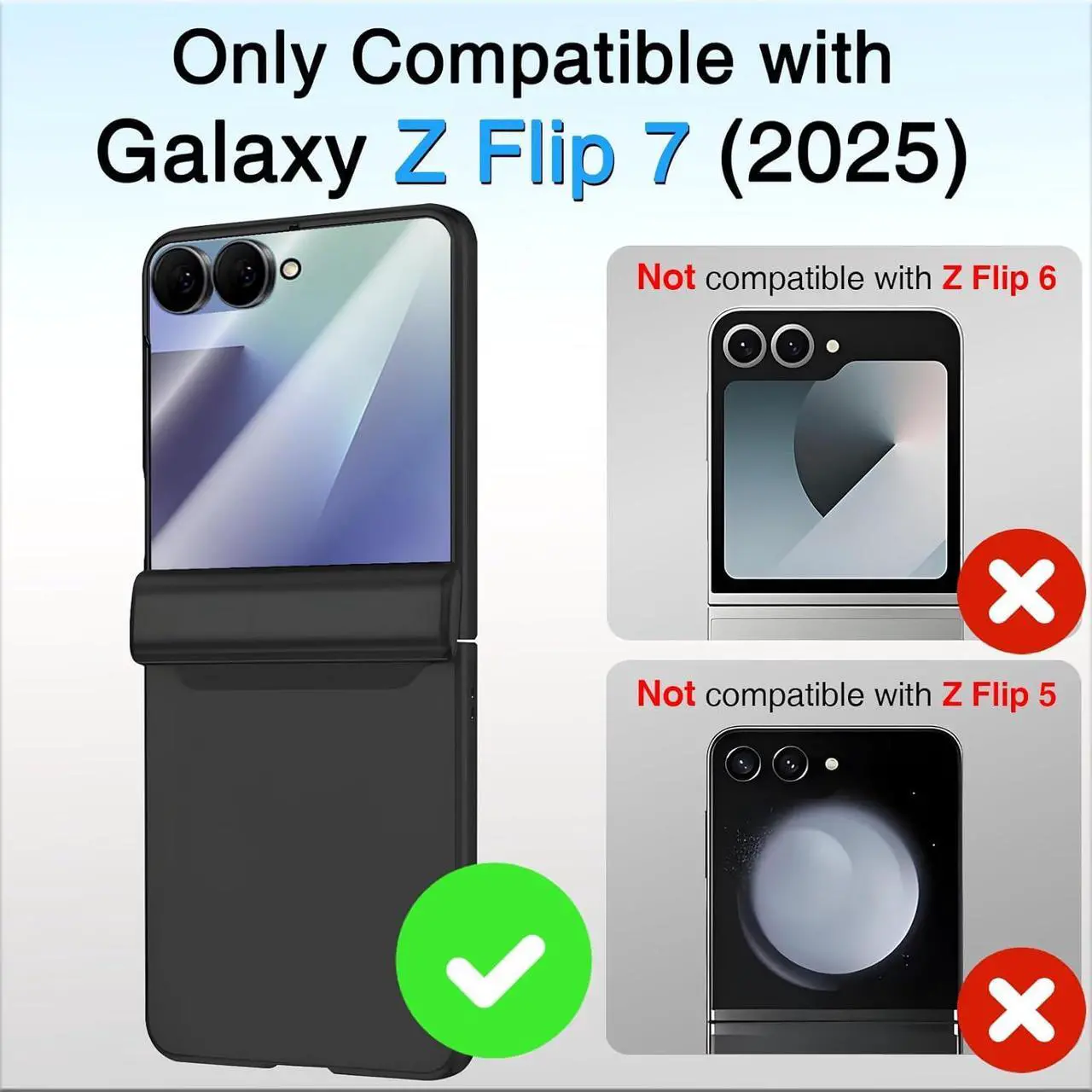 Case for Samsung Galaxy Z Flip 7, Hinge Protection, Built-in Screen Protector, Wireless Charging, Shockproof, Slim Rugged Phone Protective Case for Galaxy Z Flip 7