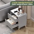 thumbnail image 6 of S-HOME Modern High Gloss Nightstand with Dual Drawers, Stylish Mirrored End Table for Bedroom & Dorm Rooms, Metal Handle, Grey, 6 of 11