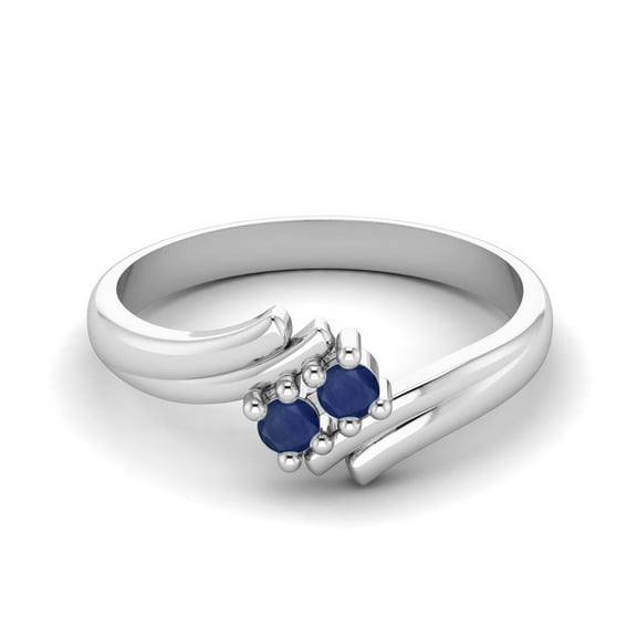 Mooneye 2mm Round Blue Sapphire Bypass Shank 925 Sterling Silver Two Stone Valentines Day Gift Ring