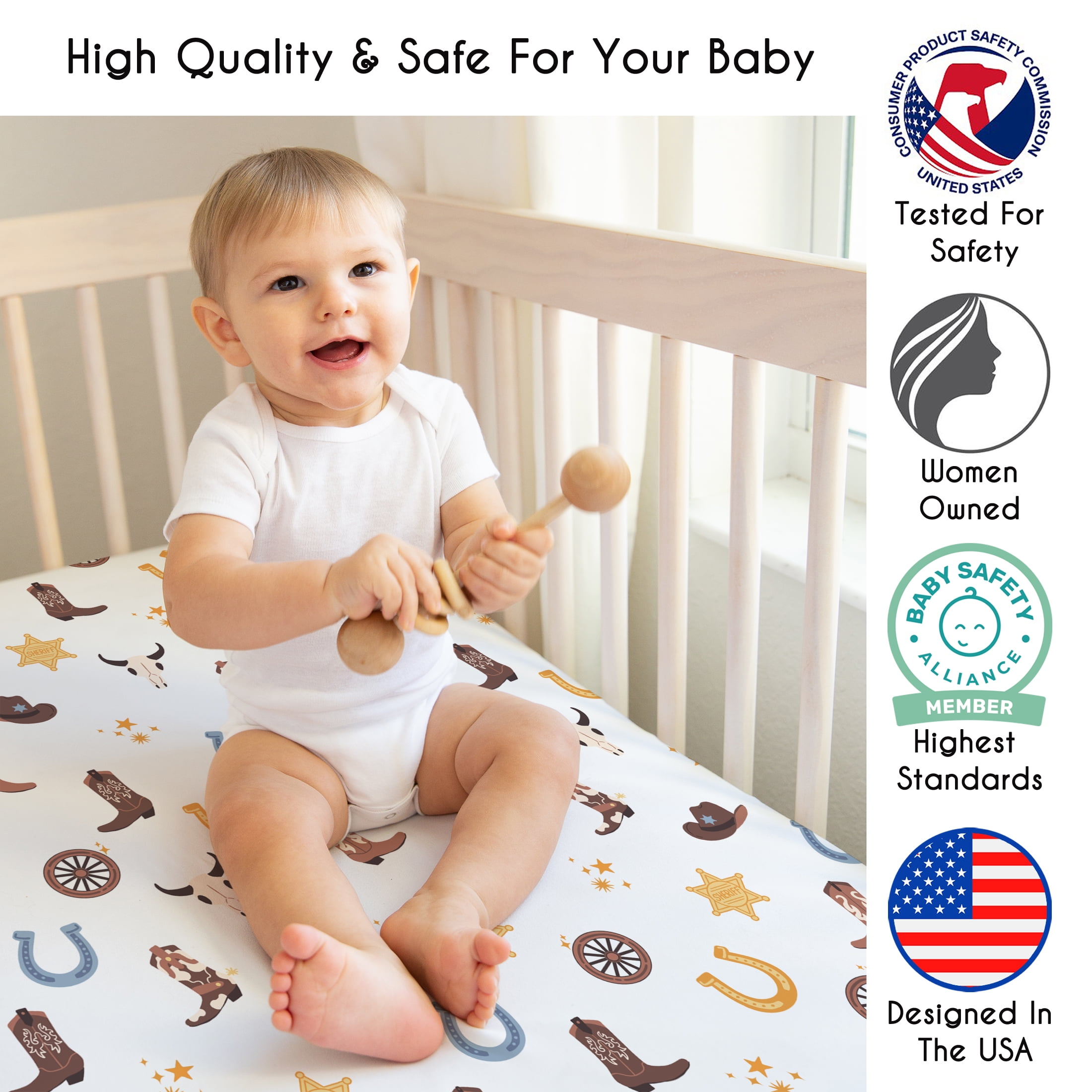 Sweet Jojo Designs Blue Wild West Cowboy Boy Fitted Crib Sheet