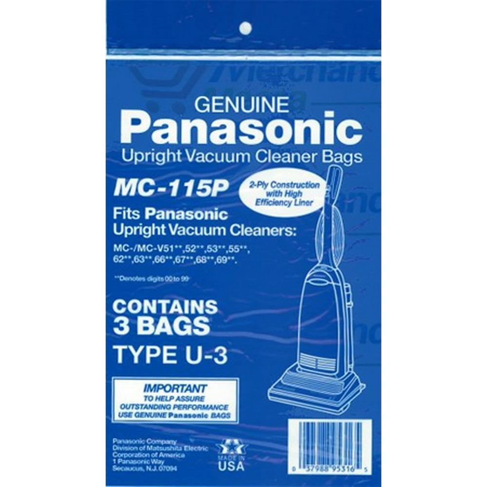Panasonic MC115P Type U3 Vaccuum Bags (1 Pack 3 Bags)