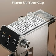 Espresso Machine 20 Bar, Rapid Cold Brew, Stainless Steel Coffee Machine with 40oz Removable Water Tank for Cappuccino, Latte, Silver