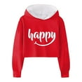 thumbnail image 4 of Girls Long Sleeve Letters Solid Color Short Hoodie Hoodie Top Clothes, 4 of 4