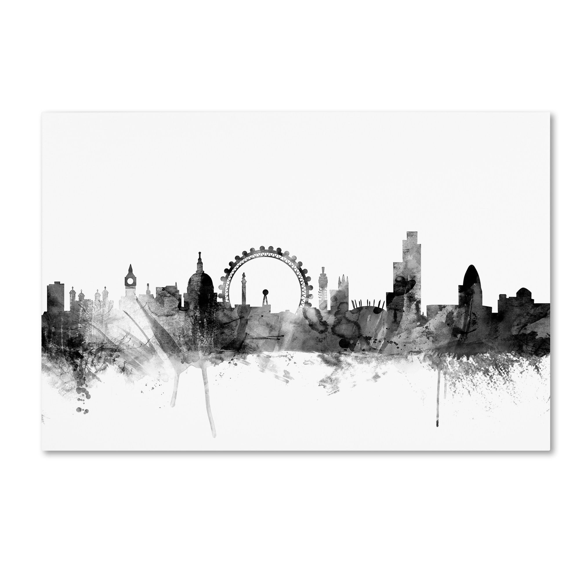 Trademark Fine Art "London England Skyline B&W 2" Canvas Art by Michael Tompsett