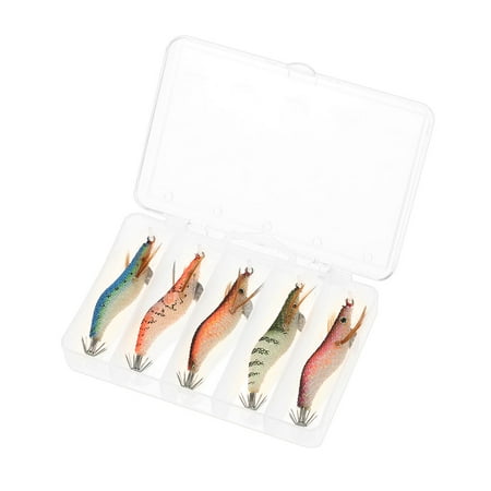 5pcs/set Fishing Bait Set Shrimps Fishing Lures Luminous Plastic Artificial Squid Fishing Baits with