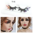 thumbnail image 3 of Xiao Hua Pestañas postizas de visón esponjosas con lentejuelas y purpurina, ideales para cosplay, fiestas de Año Nuevo, maquillaje de escenario (estilo brillante, T-15), 3 of 3