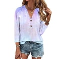 thumbnail image 2 of Enjoytime Blouse Tops for Women Gradient Color V Neck Button Down Blouses Lounge Baggy Tunics Business Work Pullover Women's Shirts Tops, 2 of 5