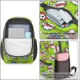 thumbnail image 4 of Football and Blast Green Pattern 17" Waterproof Oxford School Backpacks for Teens, S-Shape Padded Straps, for School, Travel, Hiking, Camping, 4 of 5