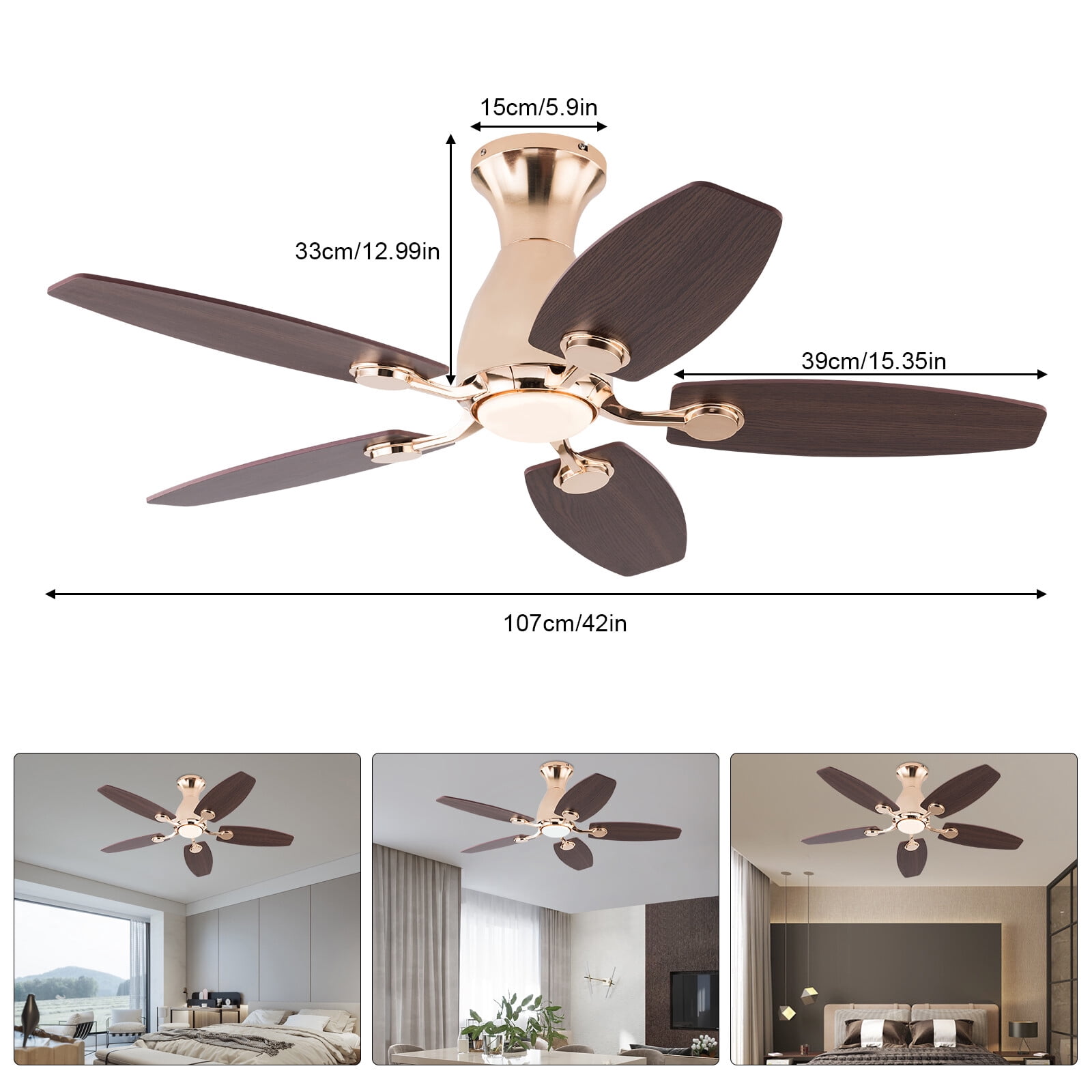 Ceiling Fan Chandelier, Ceiling Fan with Remote, Ceiling Fans with Lights and Remote Control (107*33cm/42*12.99in)