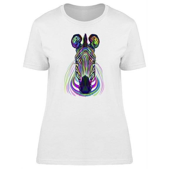 Colorful Zebra Looking T-Shirt Women -Image by Shutterstock, Female Medium