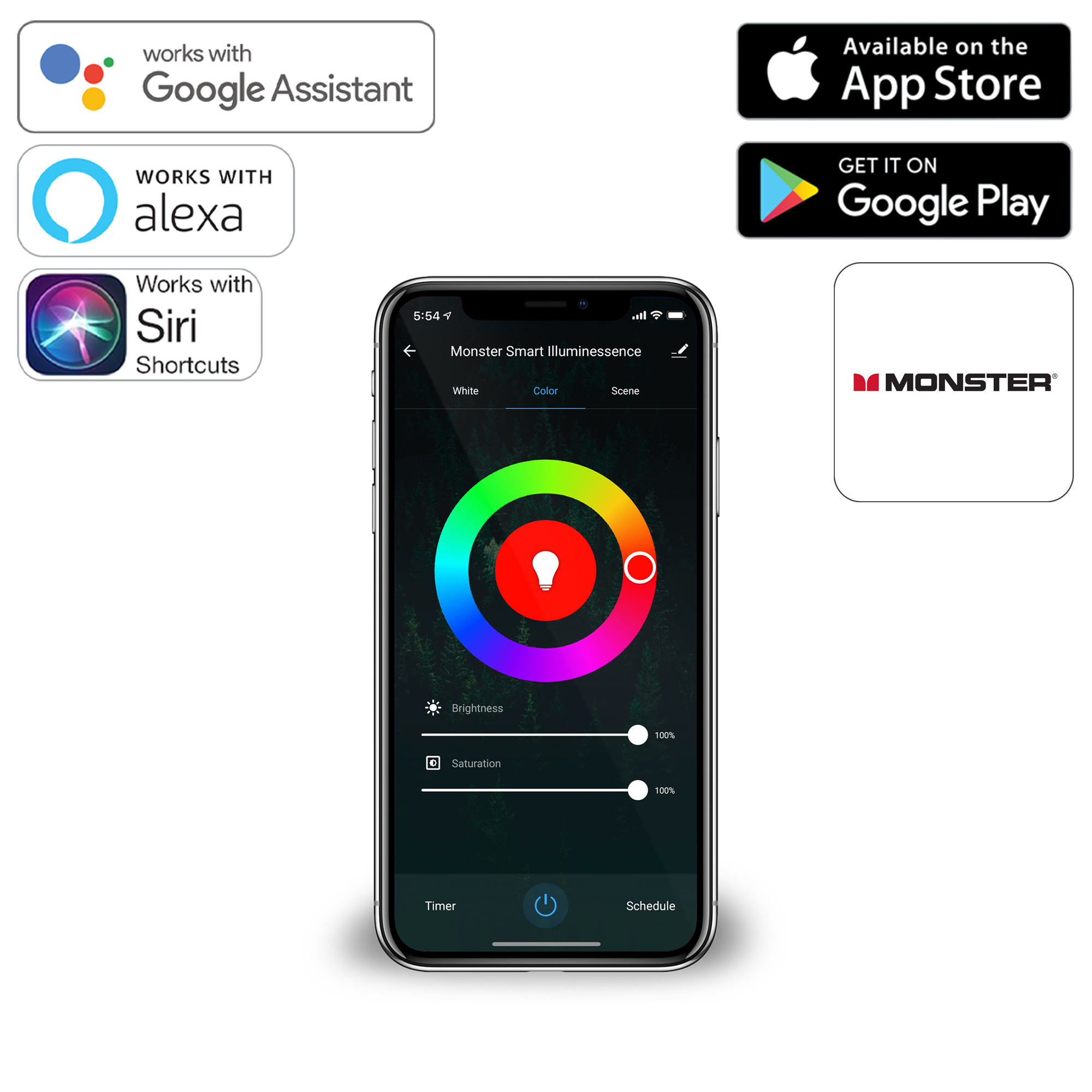 Monster LED Smart 6.5ft Multi-Color Light Strip, Mobile App & Voice Controlled, USB Plug - image 5 of 12