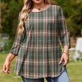 thumbnail image 3 of TQWQT Plus Size Plaid Tunic Top for Women 3/4 Sleeve Loose Swing Fit Comfort Breathable Blouse for Daily Casual Wear 3XL, 3 of 5