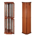 thumbnail image 3 of Corner Curio Cabinet with Lights, Adjustable Tempered Glass Shelves, Mirrored Back, Display Cabinet,Light Walnut (E26 light bulb not included), 3 of 9