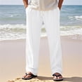 thumbnail image 5 of Men’s Loose Straight Cotton Linen Pants Breathable Summer Casual Bottoms, 5 of 9
