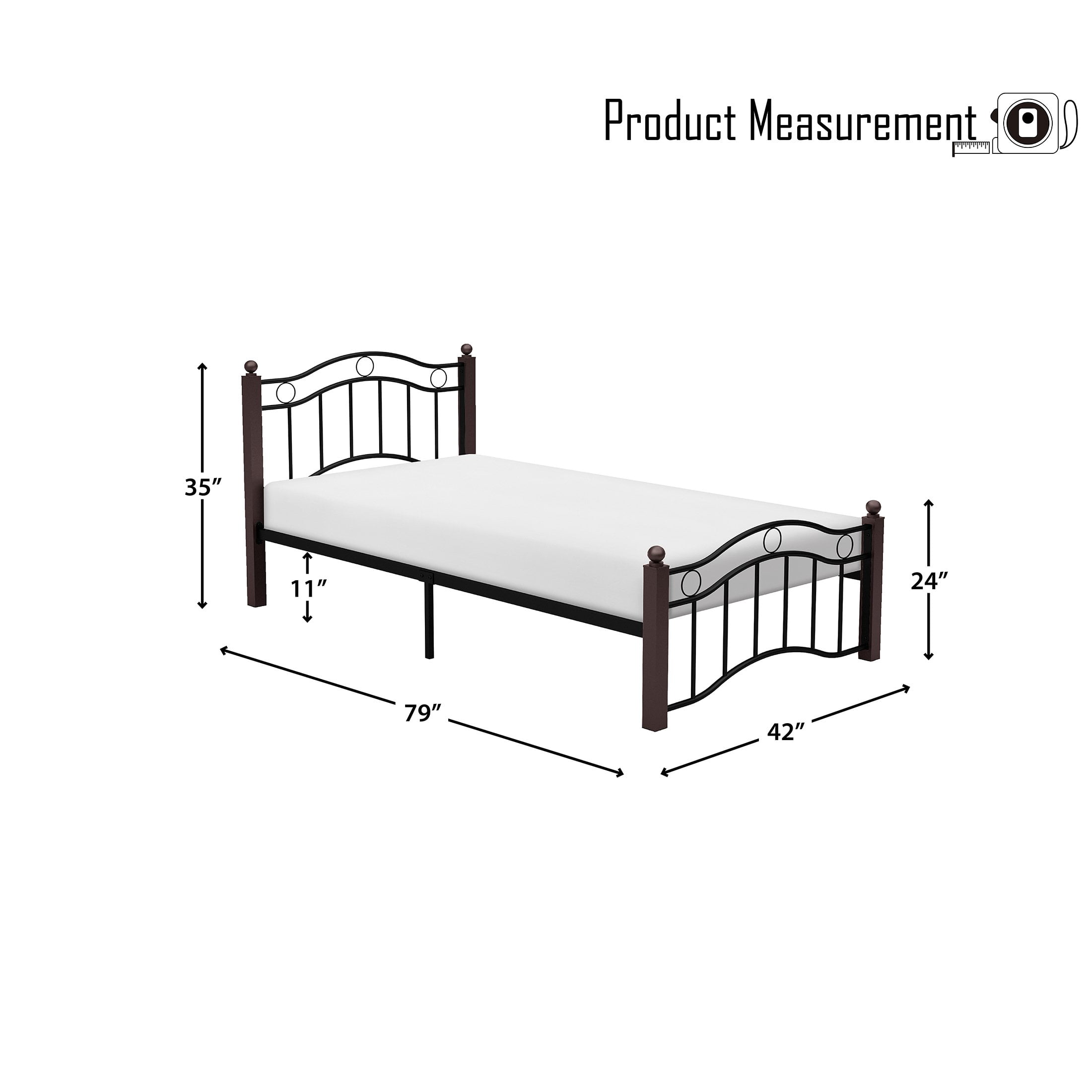 OakvillePark Miter Open-Frame Metal Platform Bed, Twin, Black