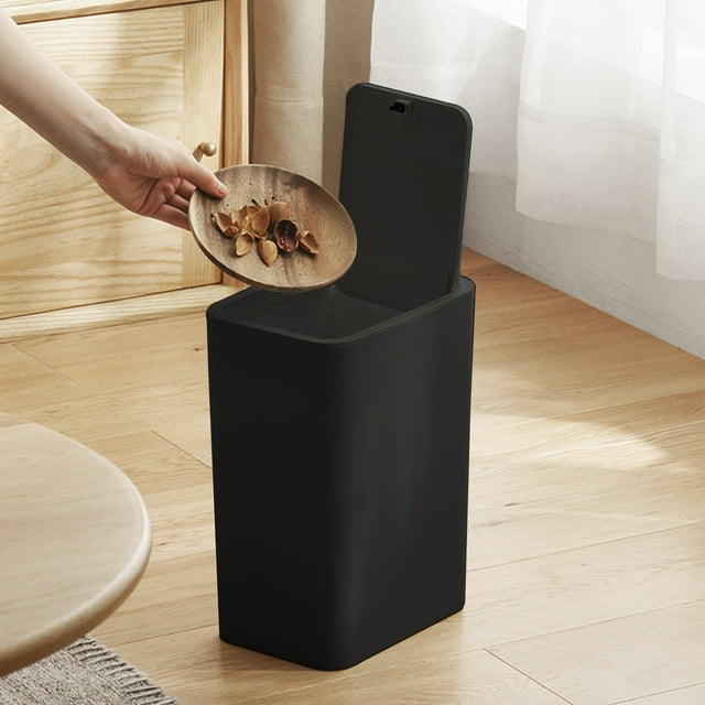 Cubo de basura con tapa abatible para el hogar, la sala de estar, la oficina, el inodoro con ranuras, el baño, el bote de basura con forma de anillo