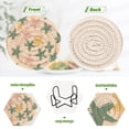 thumbnail image 4 of Yayeee 6 PCS Drink Coasters with Holder Set Woven Absorbent Round Tabletop Hot Pad, Pastel Pink Stars, 4 of 7