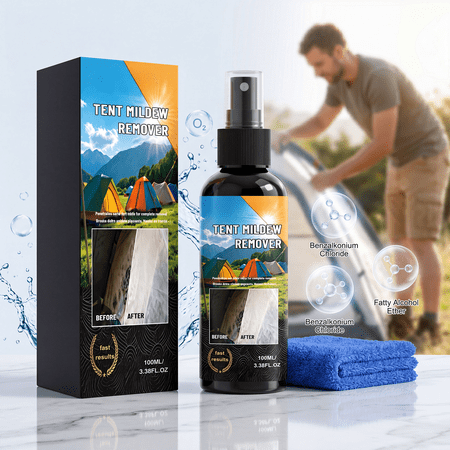 Tent Mould Remover Spray Outdoor Fabric Yellow Stain Cleaner Suitable for Canvas Oxford Fabric Mildew Spot Removal for Camping Gear Easy to Apply for Daily Outdoor Maintenance