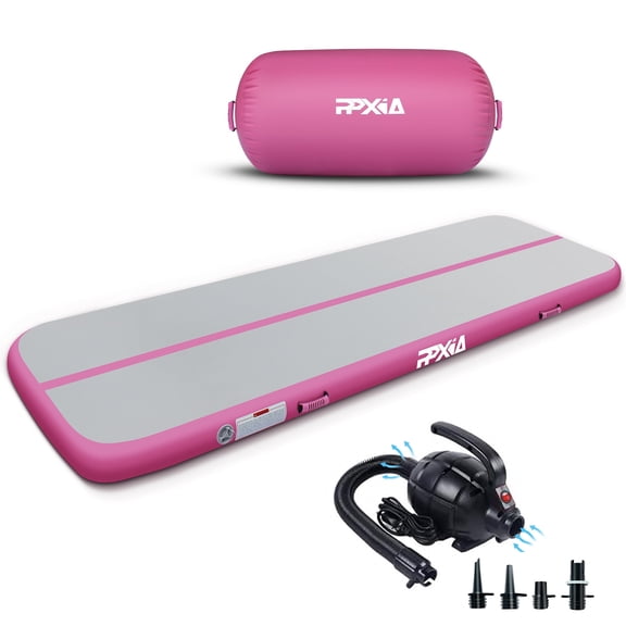 PPXIA Gymnastics Mat Inflatable Tumbling Mat 4 inches Thickness Air Floor Tumble Air Tumbling Mat Set with Pump for Training Cheerleading Home Use Beach Park and Water Use