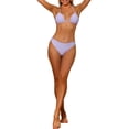 thumbnail image 1 of INSPIRAR CHIC Conjunto de Bikini de 2 Piezas con Halter Sólido, Fruncido, Con Cierre en la Espalda y Parte Inferior, Traje de Baño Color Púrpura M, 1 of 5