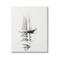 Stupell Industries Tranquil Sailboat Vessel Floating Lone Ocean Reflection Painting Gallery Wrapped Canvas Print Wall Art, Design by Lettered and Lined