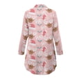 thumbnail image 4 of Yuyamidu Reindeer Button Up Nightgowns for Women Pink Postpartum Pajamas Dress Plus Size HO-HO-HO Boyfriend Button Down Sleep Shirt Christmas Long Sleeves Shirts Size M, 4 of 7