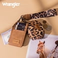 thumbnail image 6 of Wrangler Women's Western Dual Pouch Wristlet Wallet - Embroidered Boot Scroll Design with Zippered Card Holder, Leopard-Brown, 6 of 7