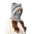 thumbnail image 4 of Gorro de invierno de punto con orejeras y cubrebocas | Gorro cortavientos con forro polar para clima frío | Gorro de lana cálido para hombres y mujeres, 4 of 8