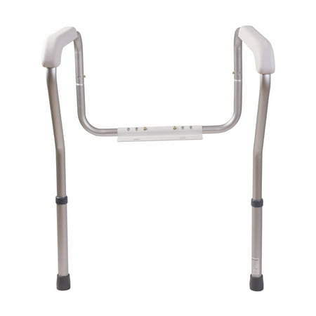 HealthSmart 250 lbs. Toilet Safety Adjustable Arm Support With BactiX, Aluminum