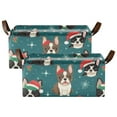 thumbnail image 2 of Dogs and Christmas Hat Collapsible Storage Bins Fabric Shelf Baskets with Handles 16.9"x11.4"x7.7" Closet Organizer, 2 of 8