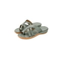 thumbnail image 4 of Fangasis Ladies Slides Soft Slippers Open Toe Wedges Daily Non Slip Shoes Gray 5.5, 4 of 9