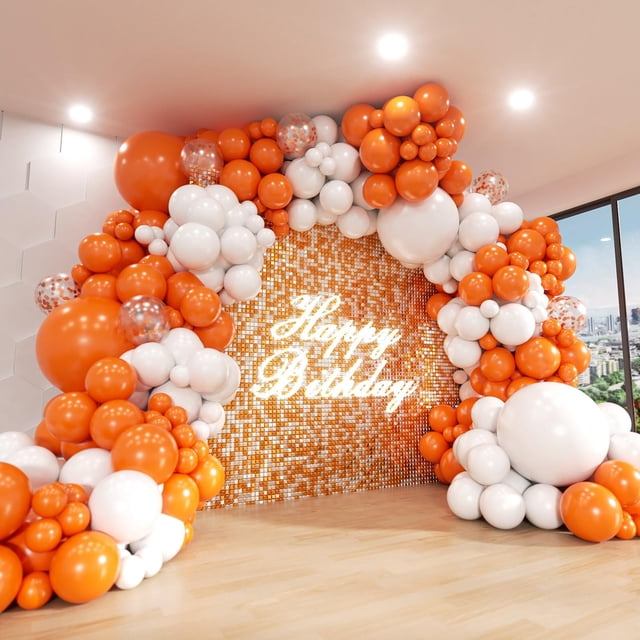 Kit de arco de globos ADOINBY naranja y blanco con 140 globos