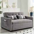 thumbnail image 6 of Pull Out Couch Bed, Adjustable Backrest Sofa with Side Pocket and Phone Holder, Velvet, 6 of 7