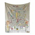 thumbnail image 1 of Lab Soft Flannel Fleece Blanket, Professor and His Assistant Doing an Experiment in the Science Lab with a Maze of Tubes, Cozy Plush for Indoor and Outdoor Use, 70" x 90", Multicolor, by Ambesonne, 1 of 6